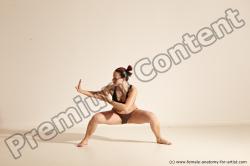 Underwear Martial art Woman White Moving poses Average long colored Dynamic poses Academic